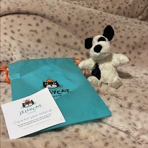 Jellycat nwot mini Black and White bashful puppy Plush Dog